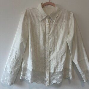 Vintage Lace Detail Button Up Blouse Women's M